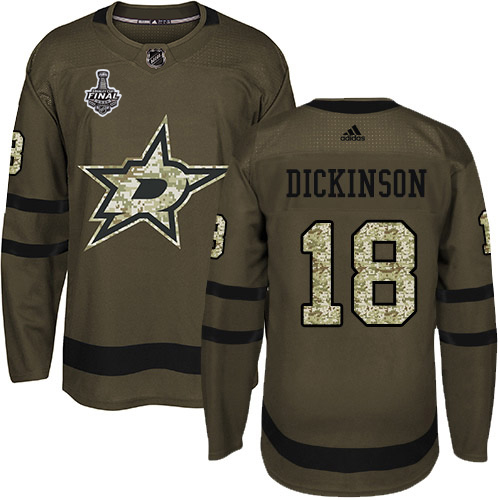 Men Adidas Dallas Stars #18 Jason Dickinson Green Salute to Service 2020 Stanley Cup Final Stitched NHL Jersey->dallas stars->NHL Jersey
